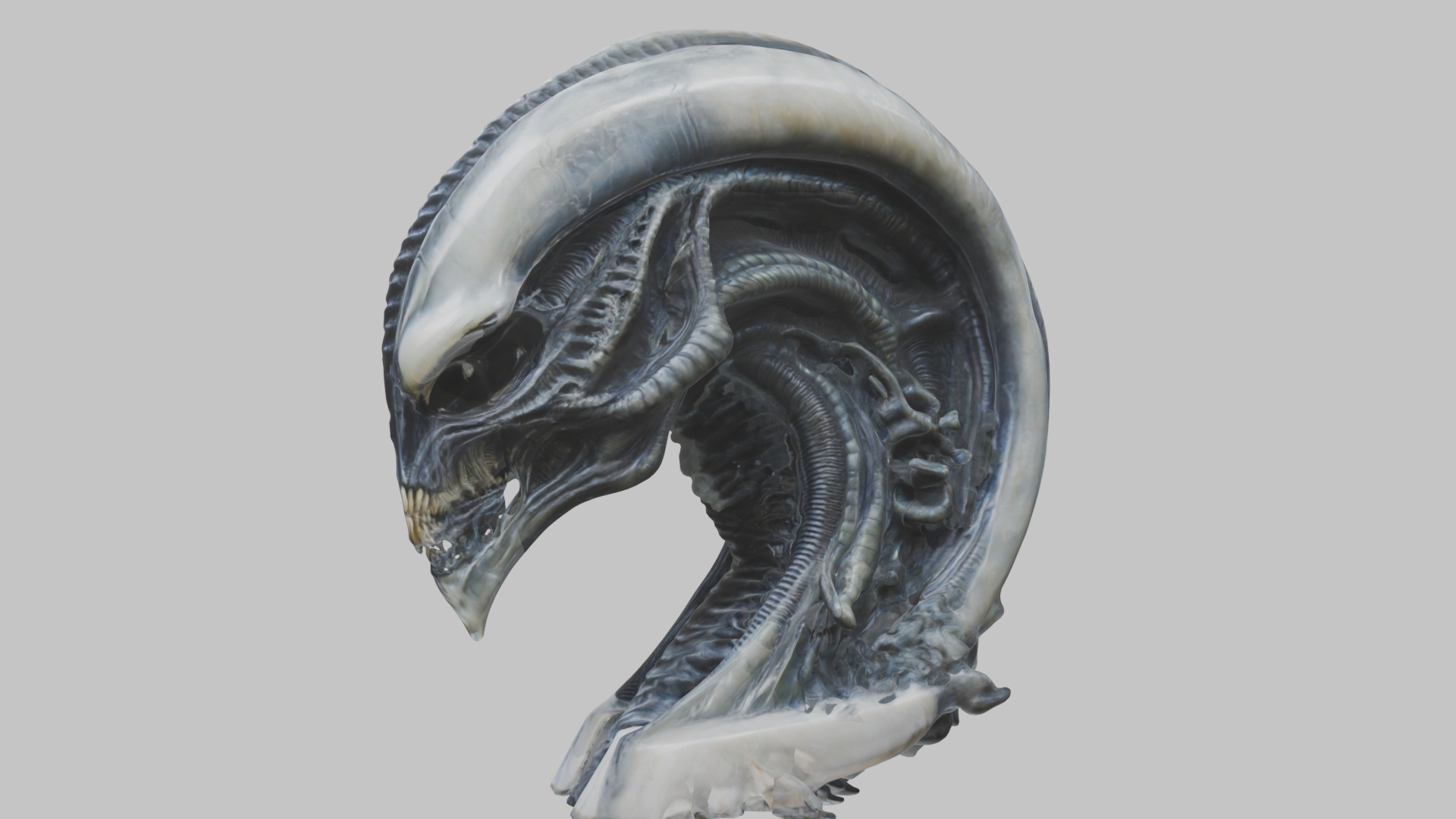HR Giger Alien Bust  Xenomorph Creature Low-poly 3D model_12