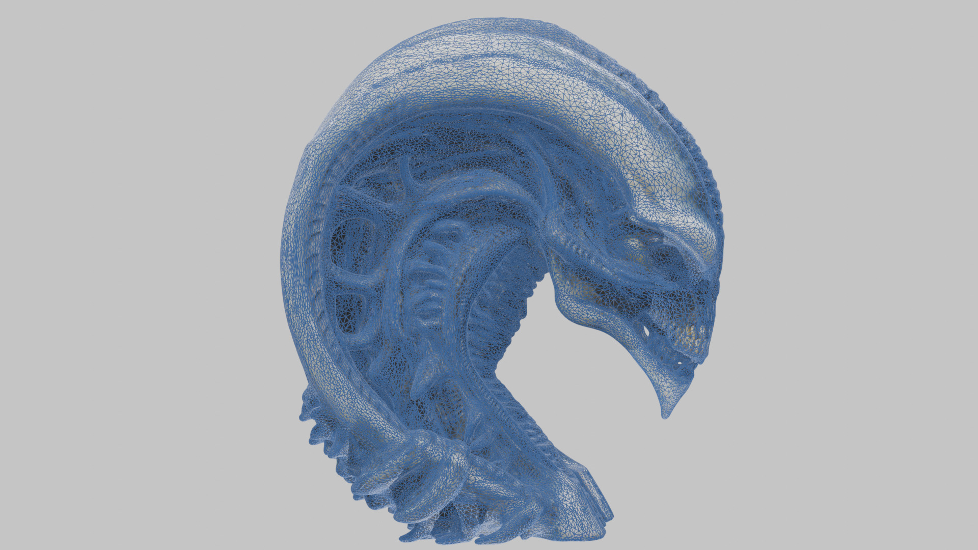 HR Giger Alien Bust  Xenomorph Creature Low-poly 3D model_19