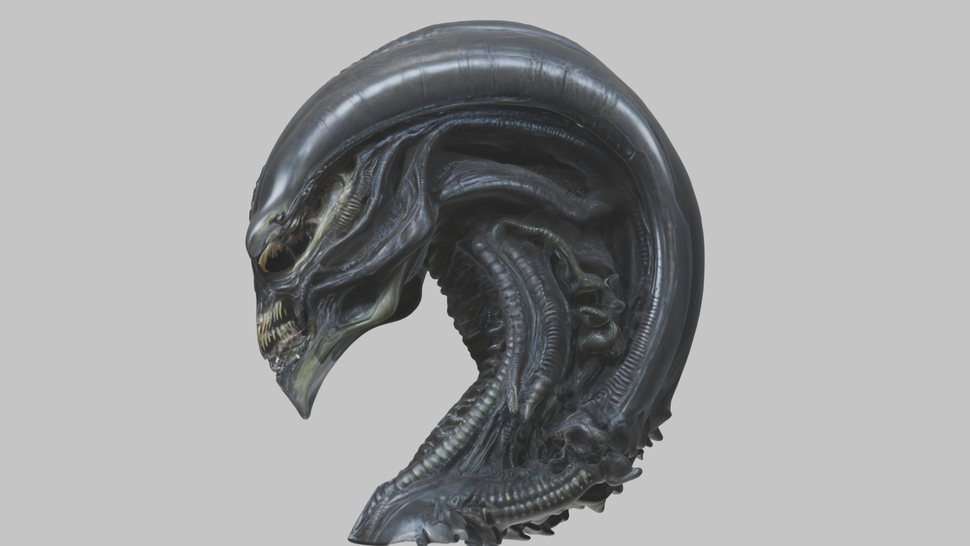 HR Giger Alien Bust  Xenomorph Creature Low-poly 3D model_59