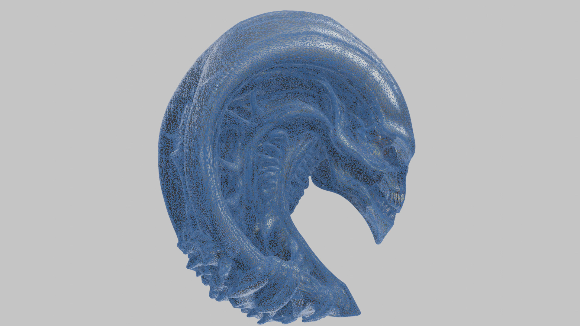 HR Giger Alien Bust  Xenomorph Creature Low-poly 3D model_36