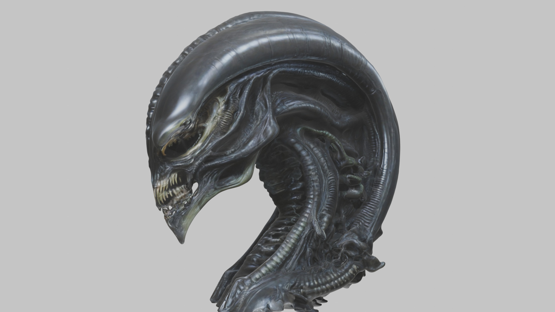 HR Giger Alien Bust  Xenomorph Creature Low-poly 3D model_60