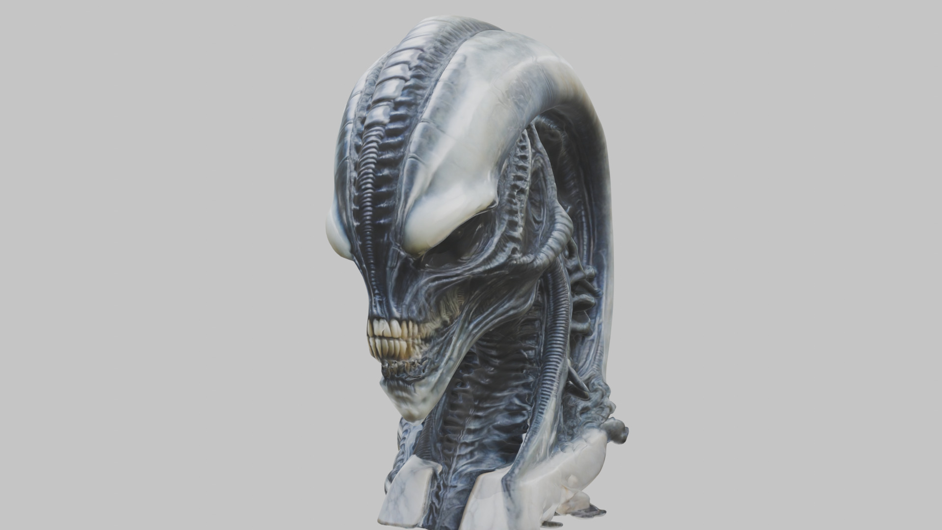 HR Giger Alien Bust  Xenomorph Creature Low-poly 3D model_14