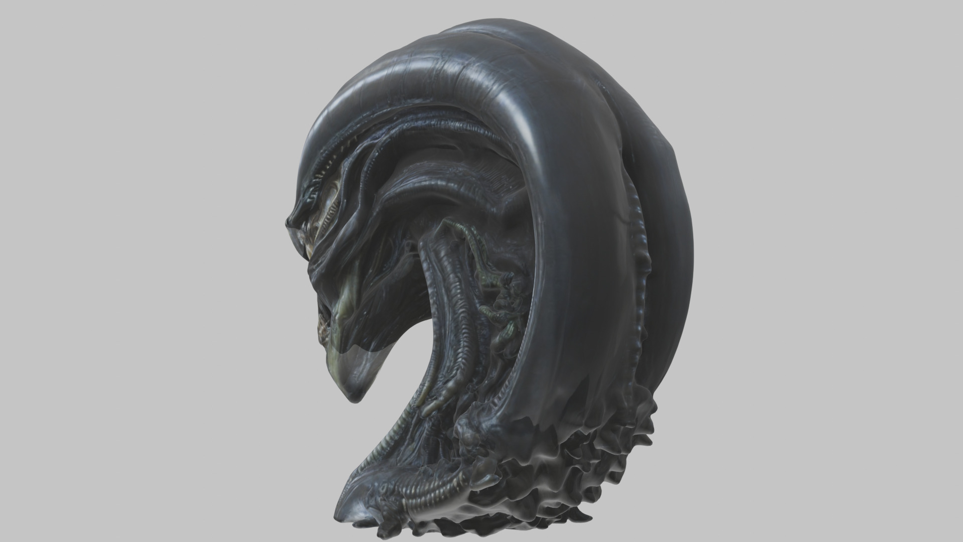 HR Giger Alien Bust  Xenomorph Creature Low-poly 3D model_57