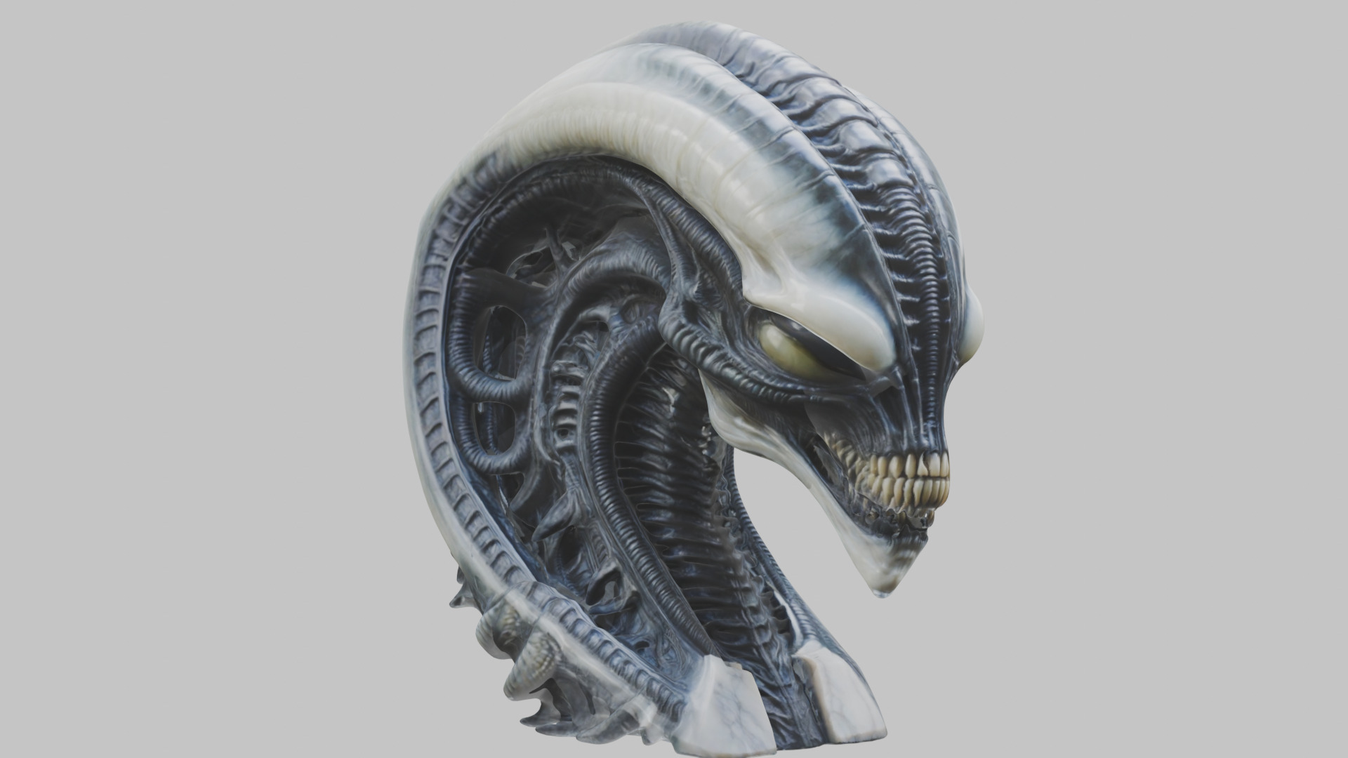 HR Giger Alien Bust  Xenomorph Creature Low-poly 3D model_1