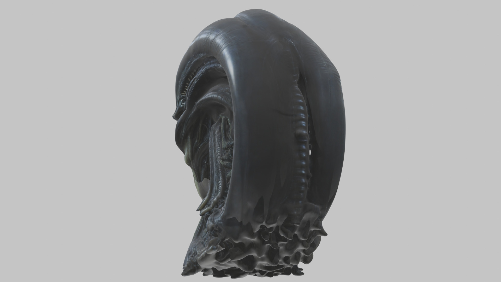 HR Giger Alien Bust  Xenomorph Creature Low-poly 3D model_56