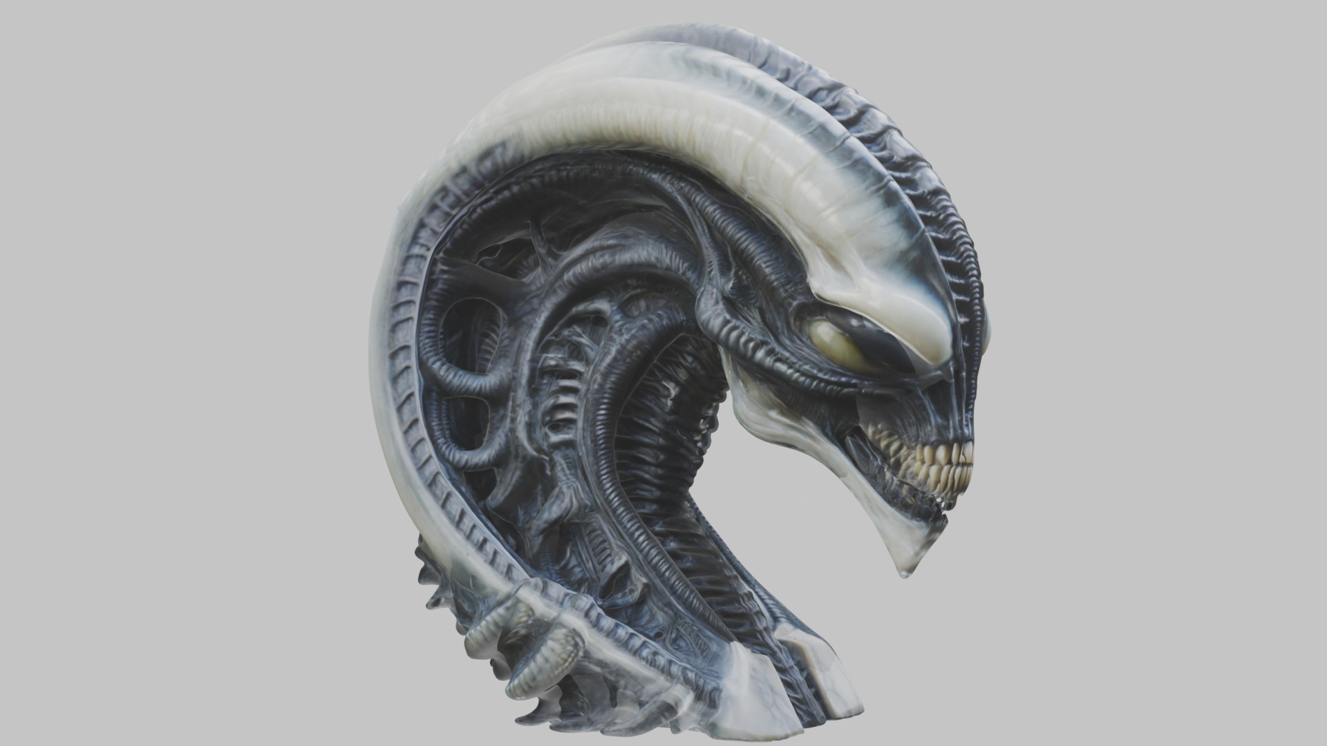 HR Giger Alien Bust  Xenomorph Creature Low-poly 3D model_2