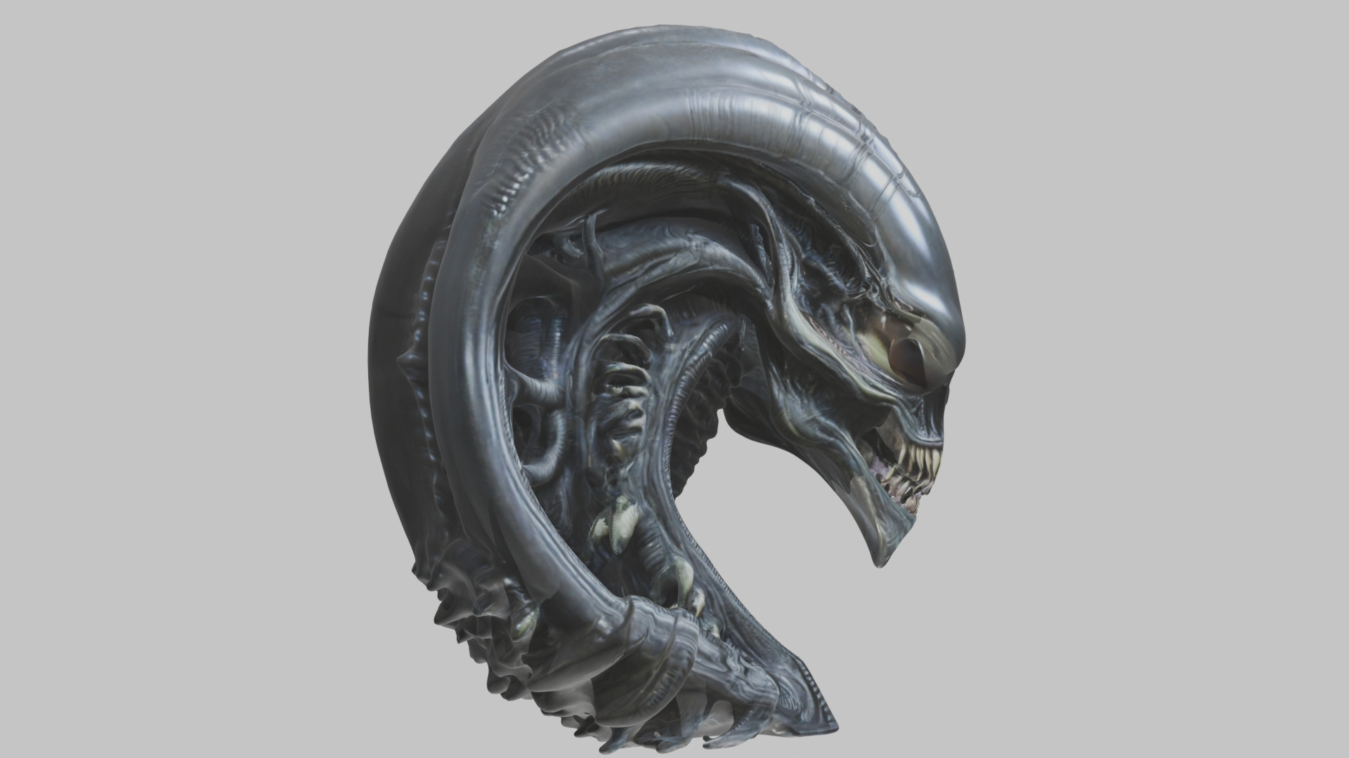 HR Giger Alien Bust  Xenomorph Creature Low-poly 3D model_52