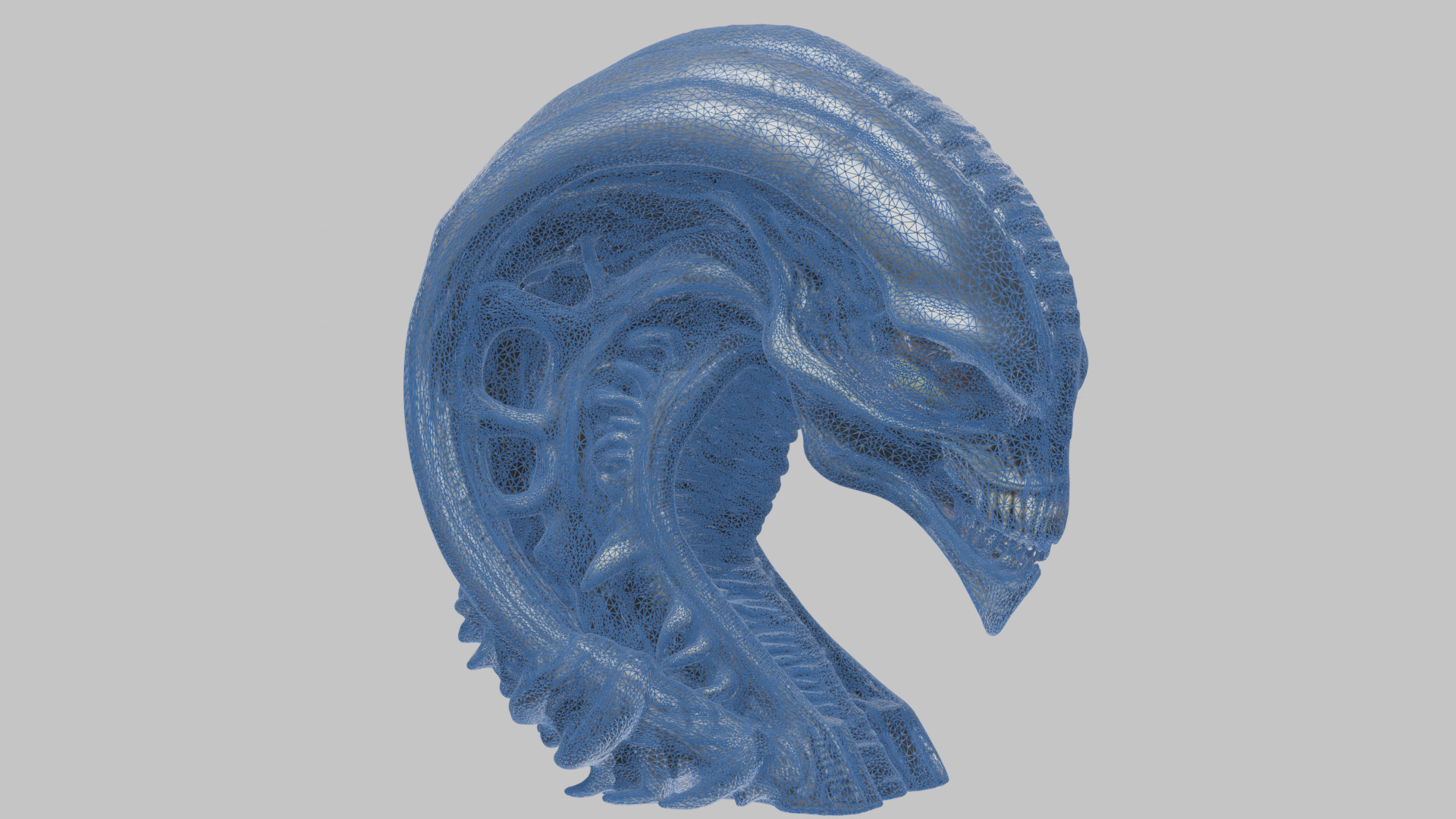 HR Giger Alien Bust  Xenomorph Creature Low-poly 3D model_34