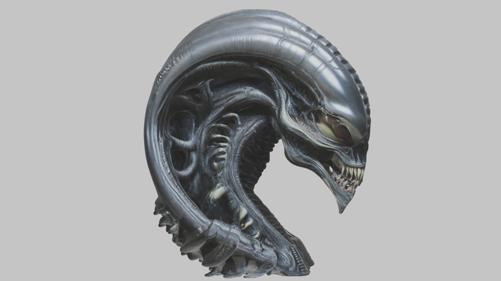 HR Giger Alien Bust  Xenomorph Creature Low-poly 3D model_51