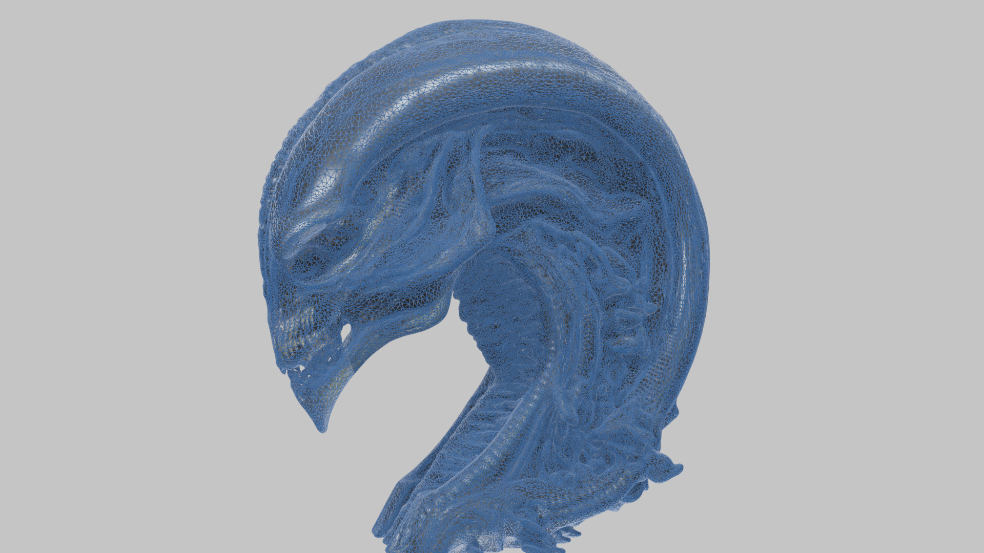 HR Giger Alien Bust  Xenomorph Creature Low-poly 3D model_44