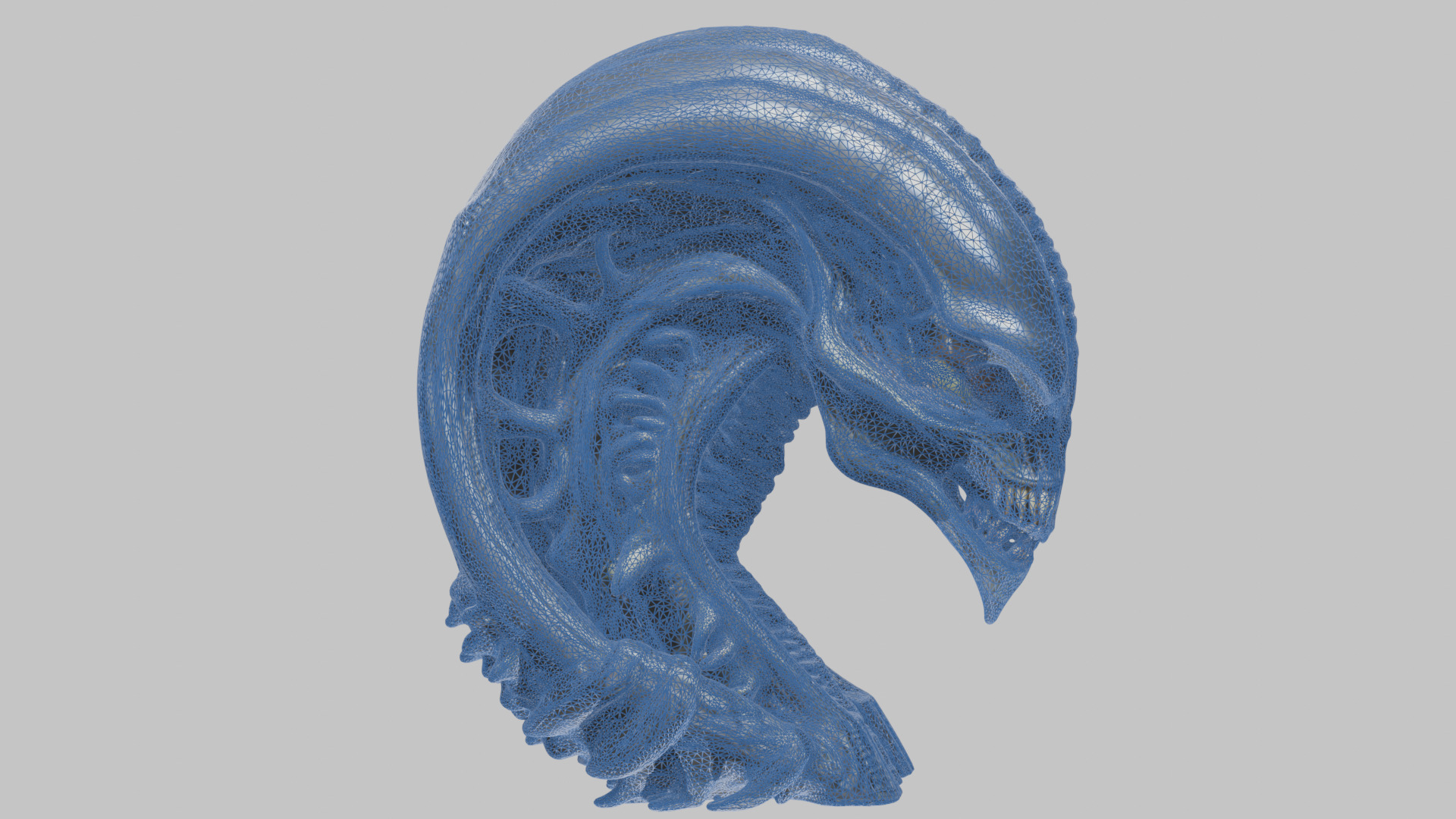 HR Giger Alien Bust  Xenomorph Creature Low-poly 3D model_35