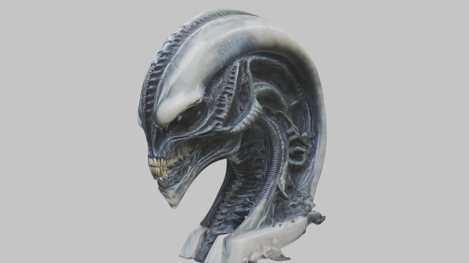 HR Giger Alien Bust  Xenomorph Creature Low-poly 3D model_13