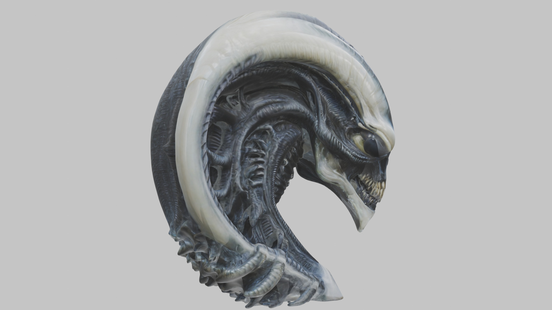 HR Giger Alien Bust  Xenomorph Creature Low-poly 3D model_4