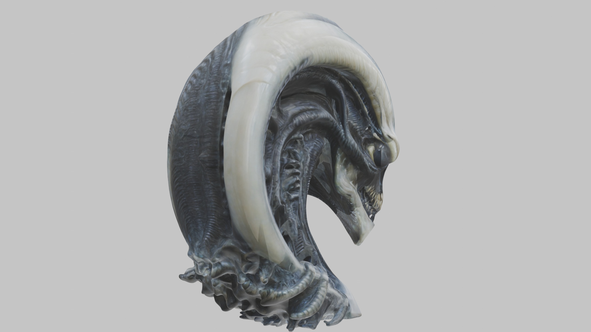HR Giger Alien Bust  Xenomorph Creature Low-poly 3D model_5