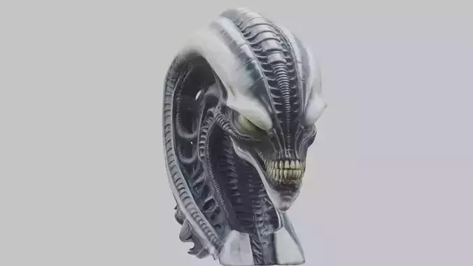 HR Giger Alien Bust  Xenomorph Creature Low-poly 3D model