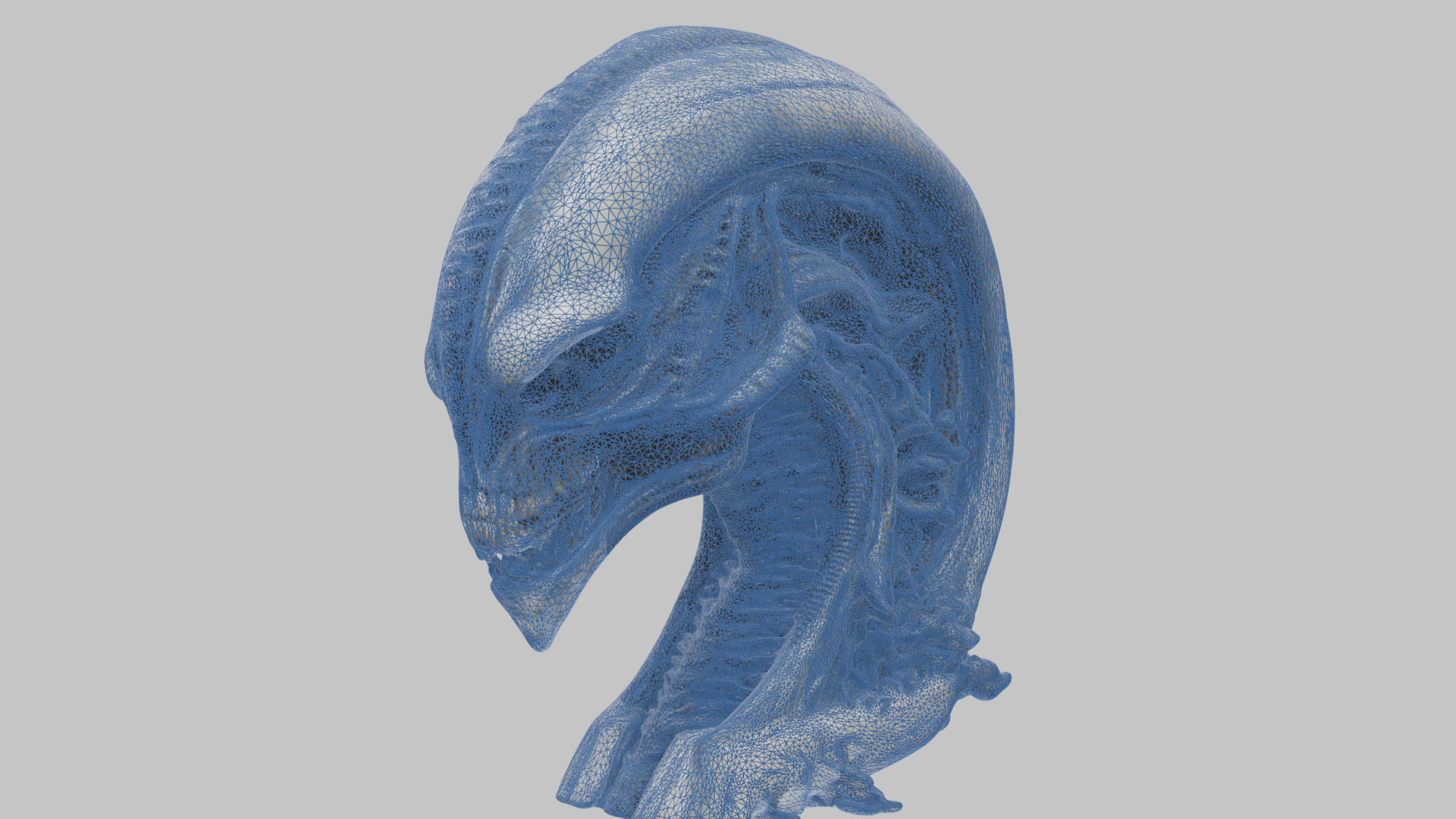 HR Giger Alien Bust  Xenomorph Creature Low-poly 3D model_29