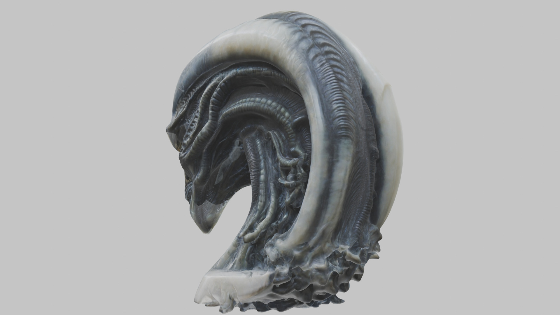 HR Giger Alien Bust  Xenomorph Creature Low-poly 3D model_9