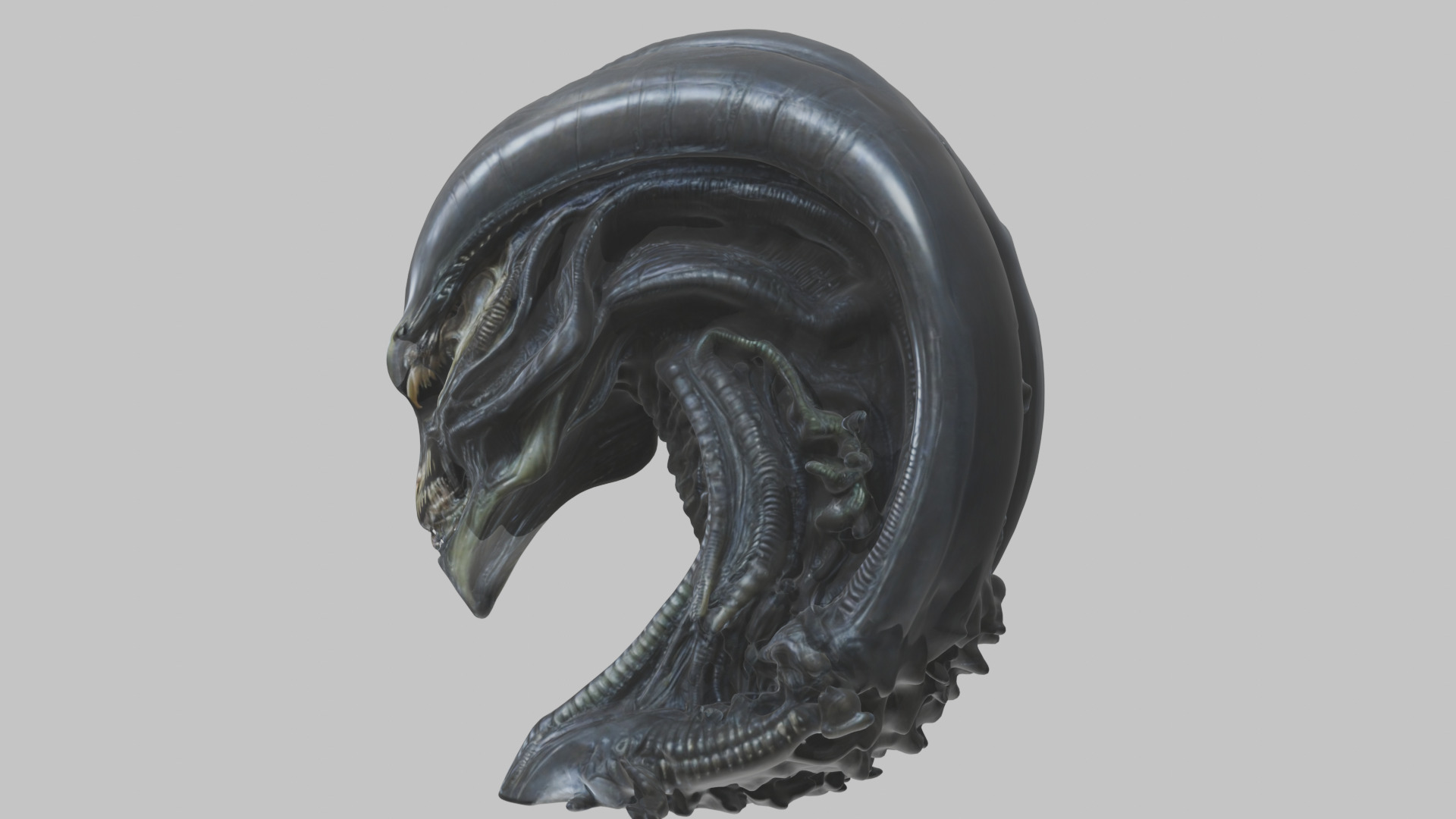 HR Giger Alien Bust  Xenomorph Creature Low-poly 3D model_58