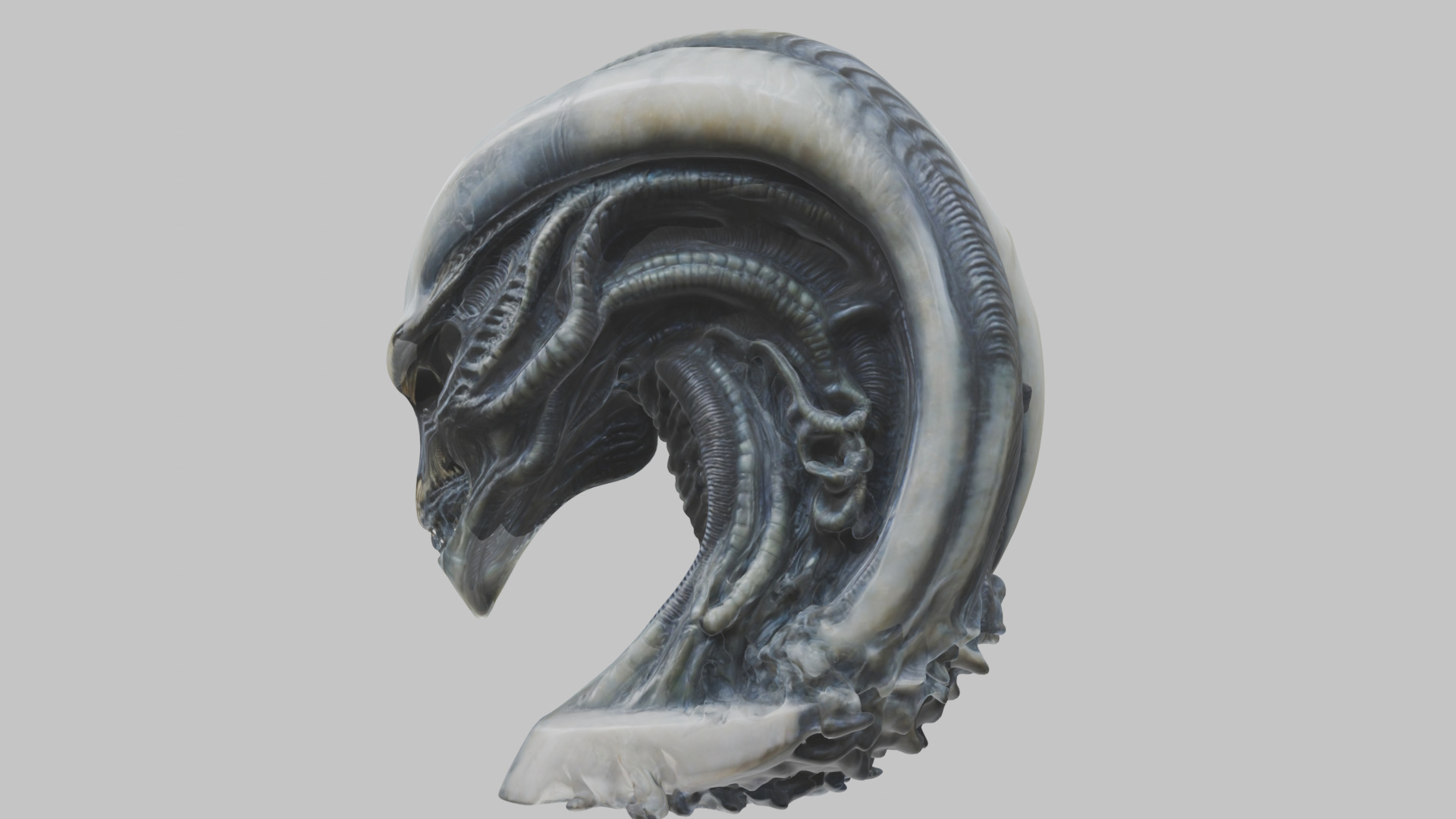 HR Giger Alien Bust  Xenomorph Creature Low-poly 3D model_10