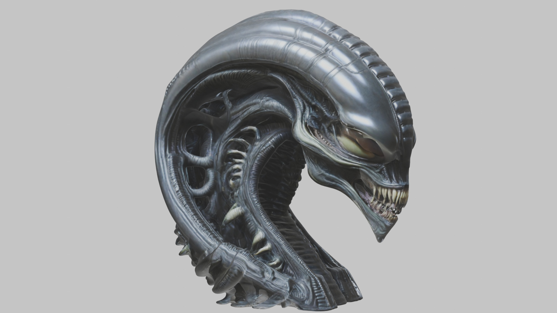 HR Giger Alien Bust  Xenomorph Creature Low-poly 3D model_50