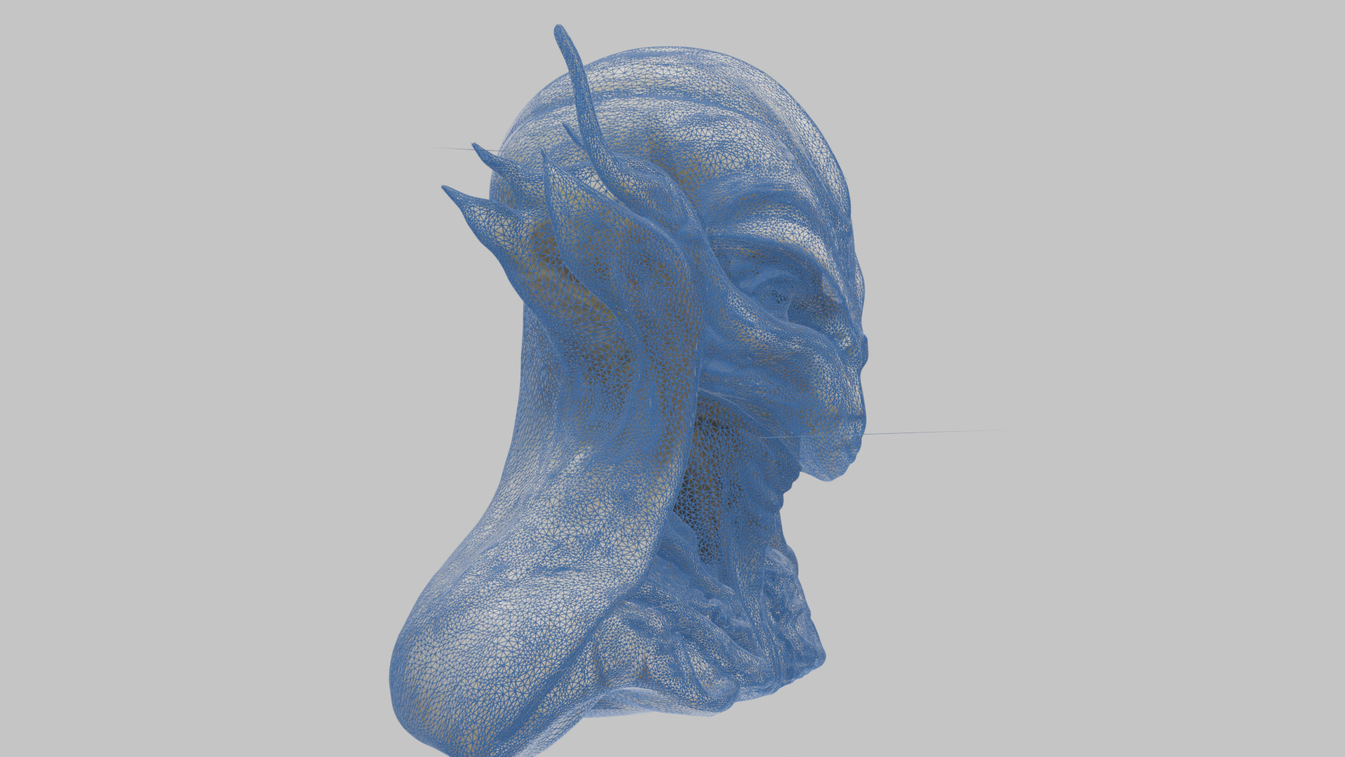 Alien Head Bust - Marble Sculpture with Two Texture Versions Low-poly 3D model_19