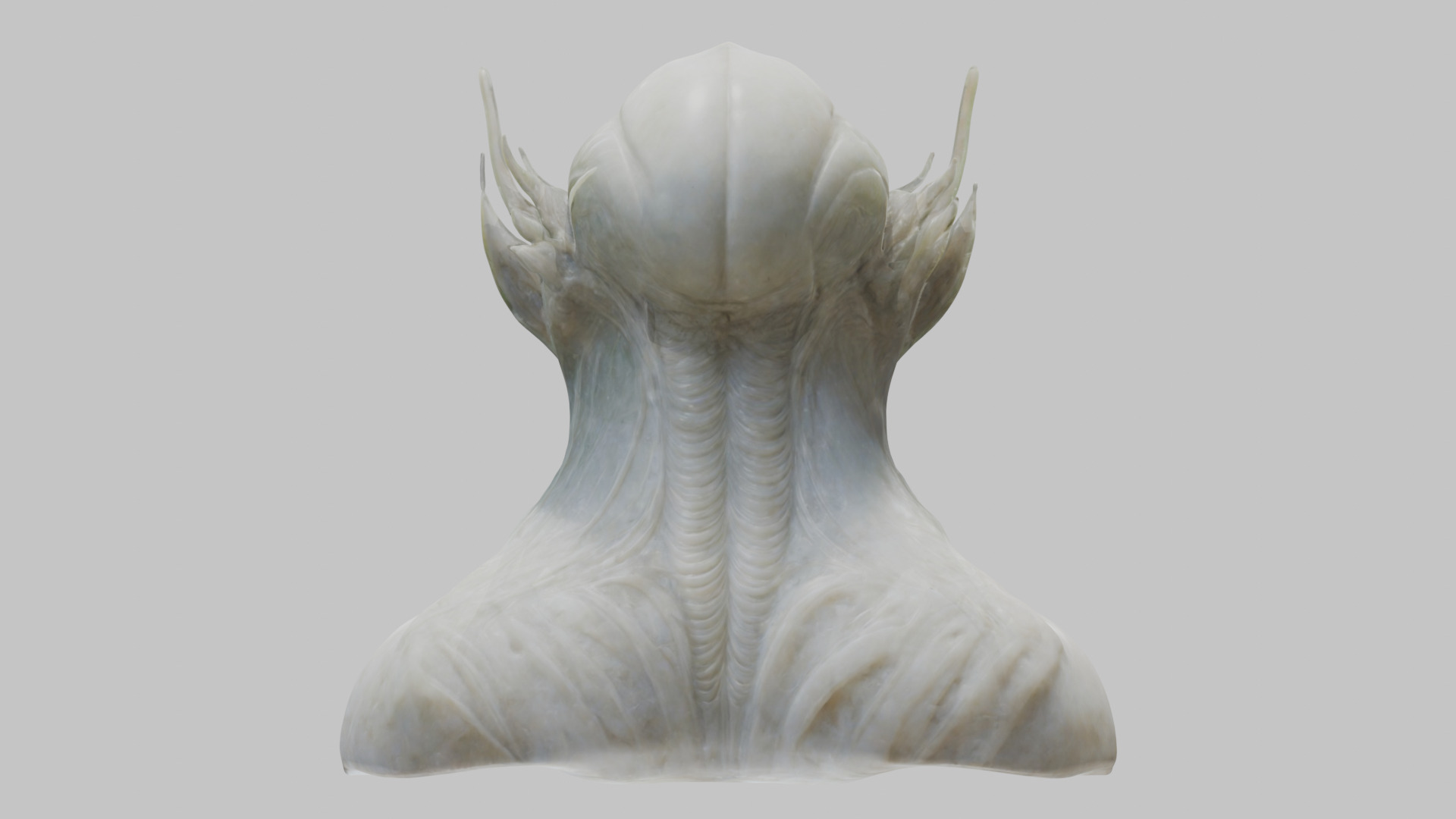 Alien Head Bust - Marble Sculpture with Two Texture Versions Low-poly 3D model_8