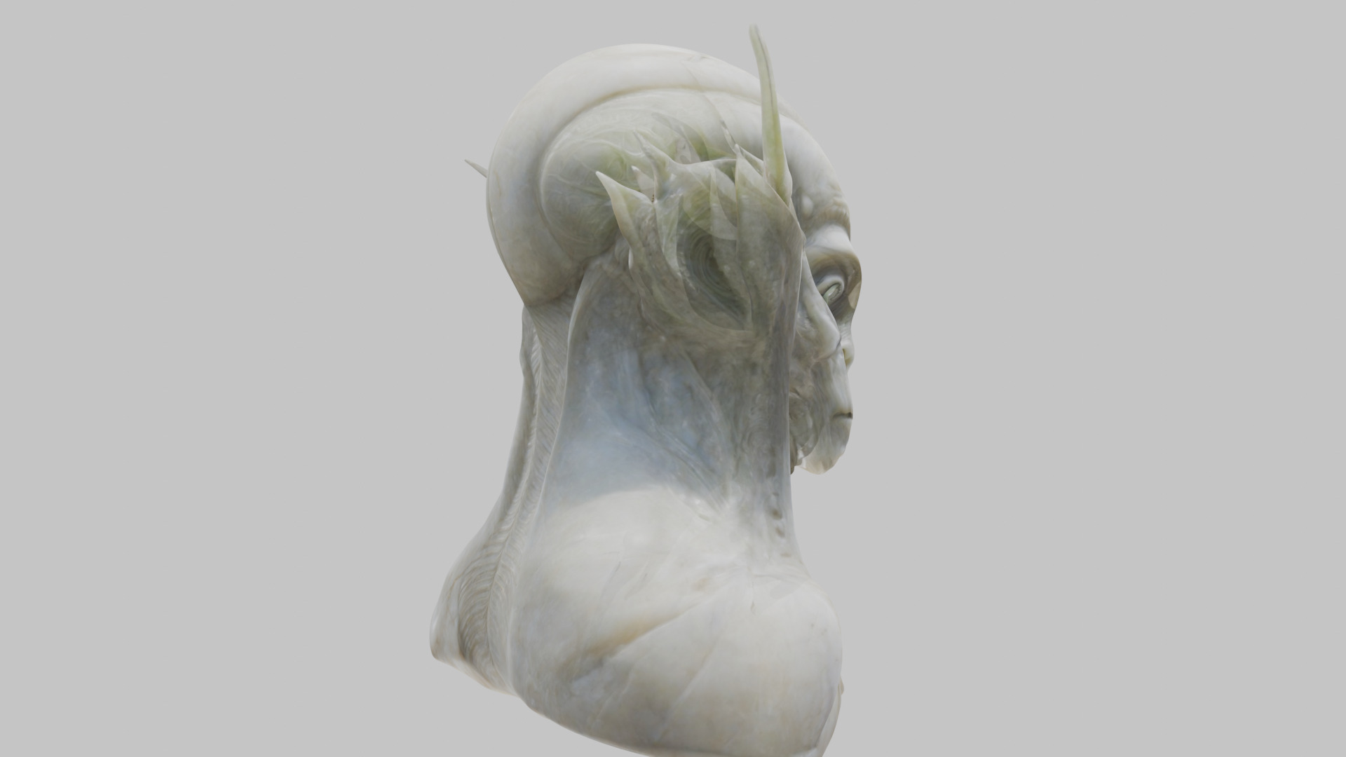 Alien Head Bust - Marble Sculpture with Two Texture Versions Low-poly 3D model_53