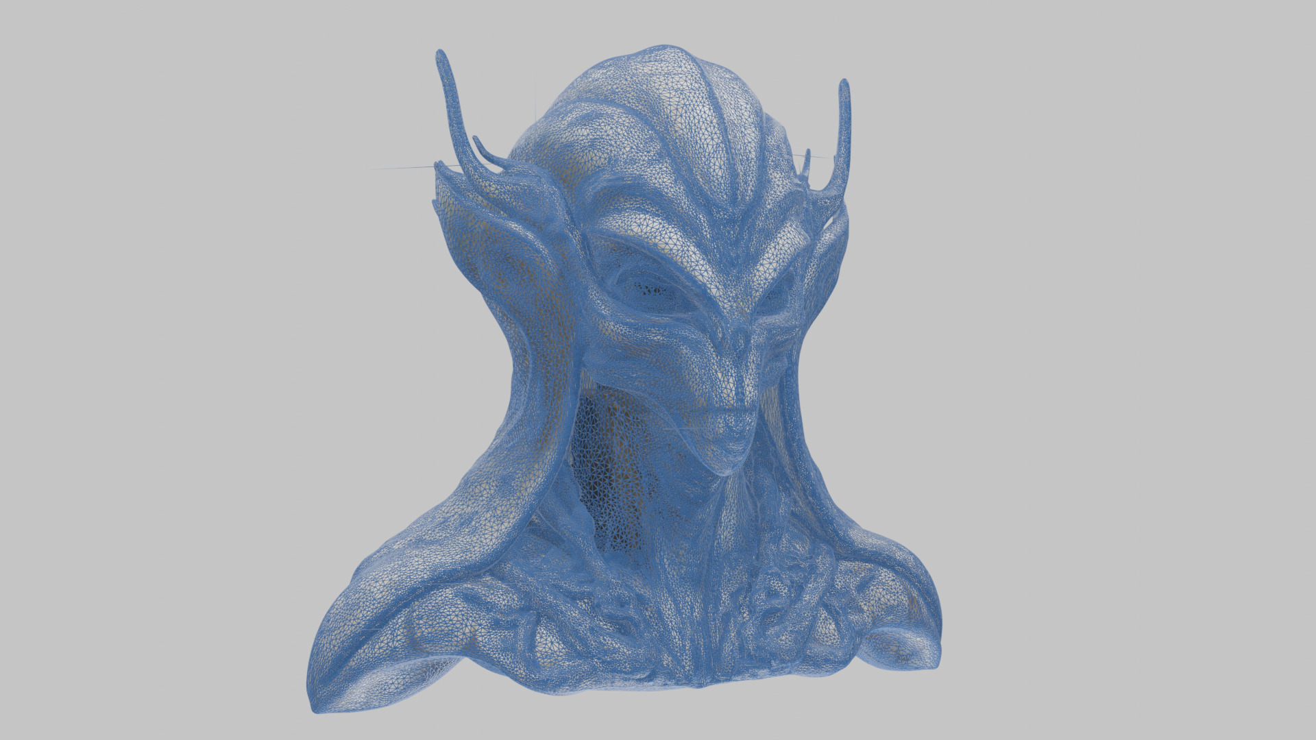 Alien Head Bust - Marble Sculpture with Two Texture Versions Low-poly 3D model_17