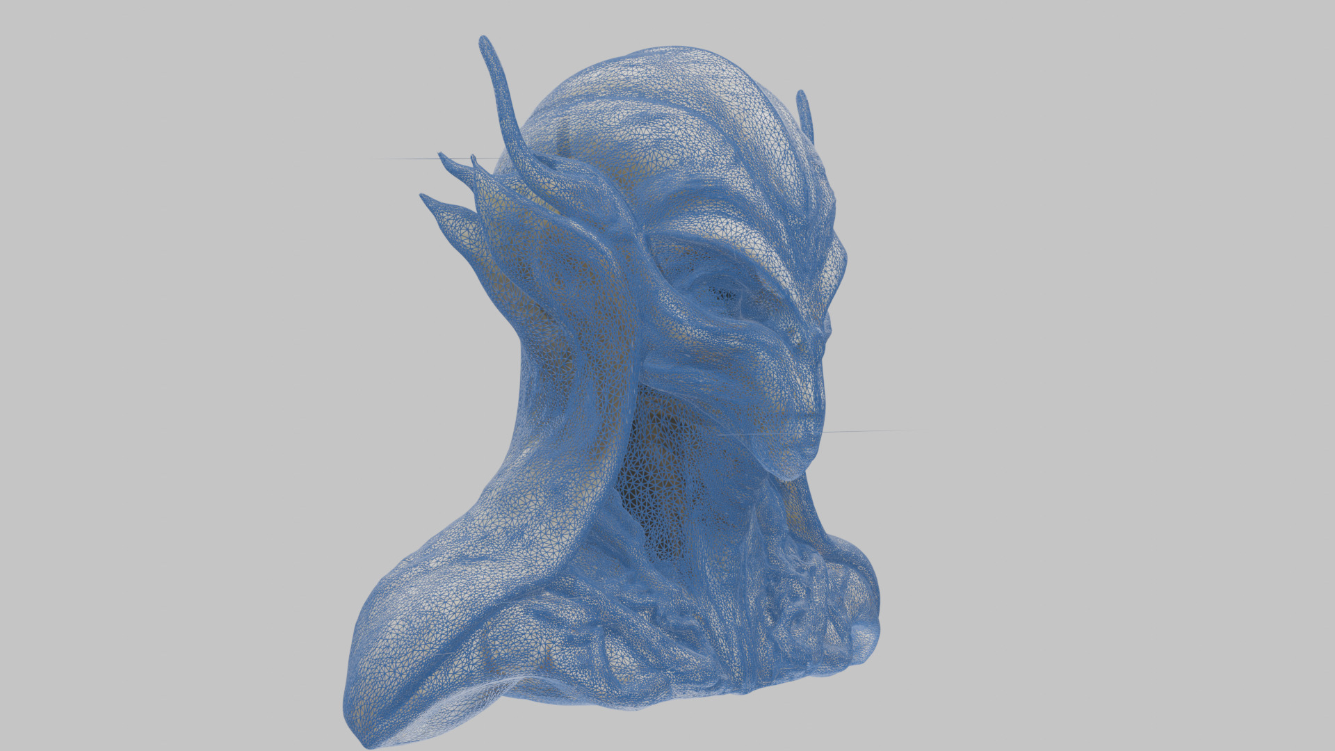 Alien Head Bust - Marble Sculpture with Two Texture Versions Low-poly 3D model_18