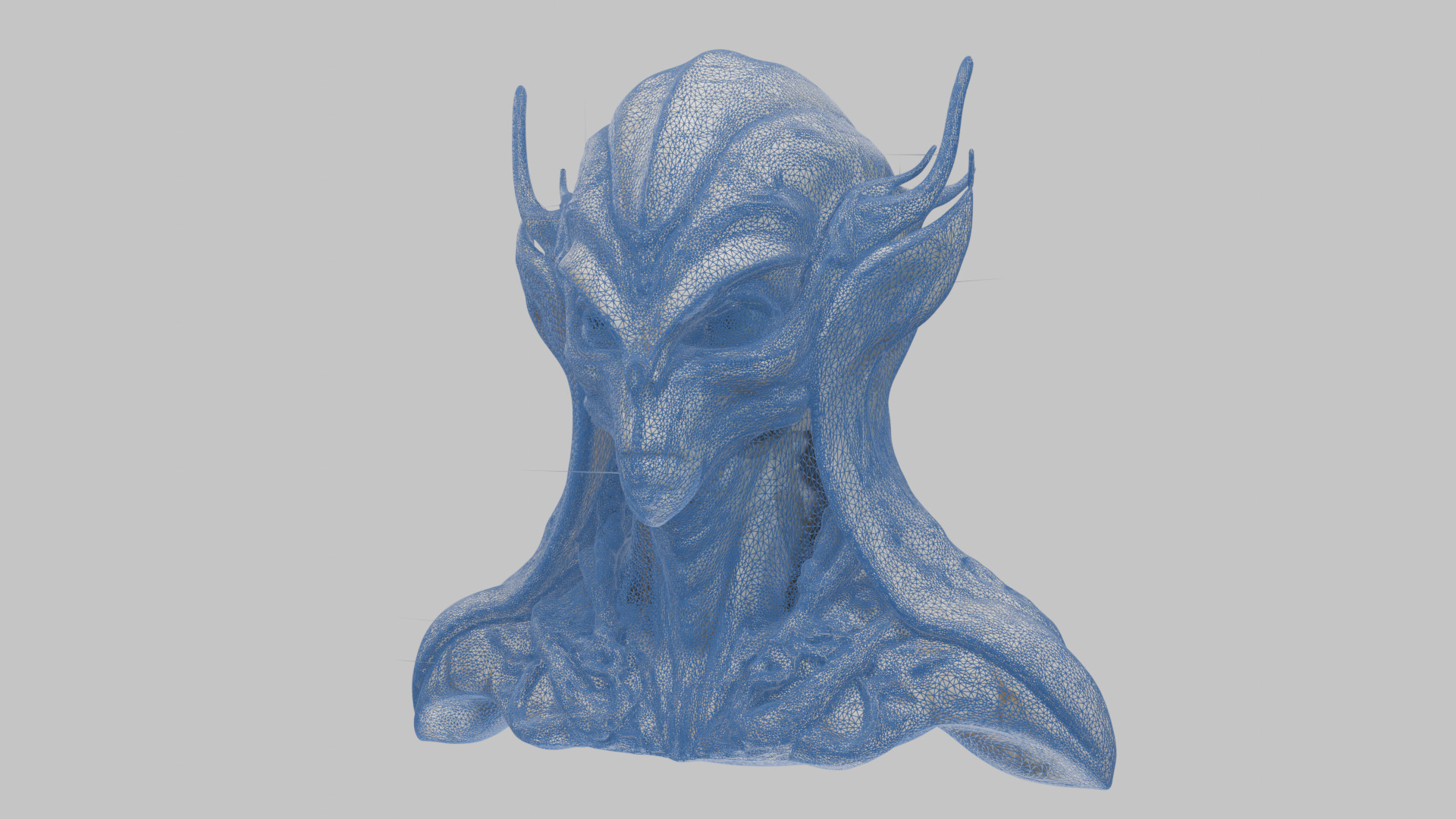 Alien Head Bust - Marble Sculpture with Two Texture Versions Low-poly 3D model_31