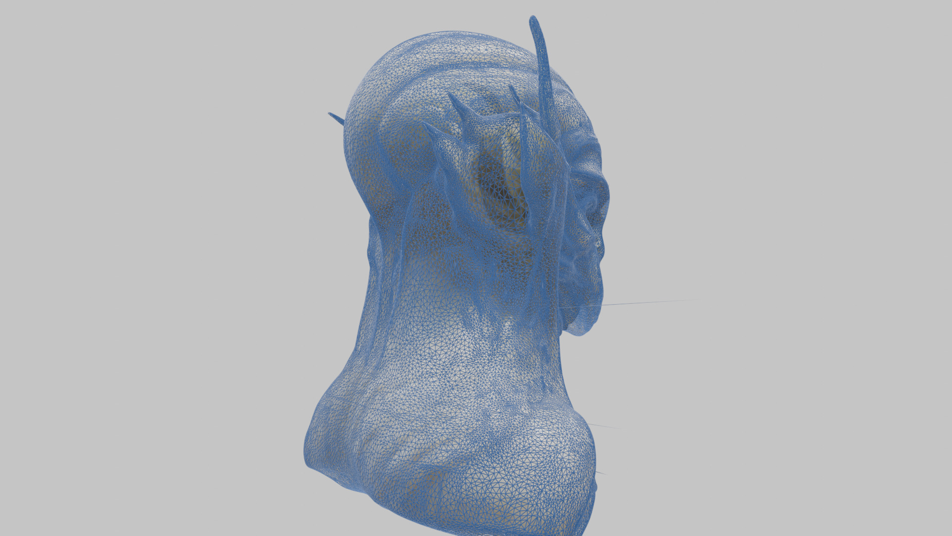 Alien Head Bust - Marble Sculpture with Two Texture Versions Low-poly 3D model_21