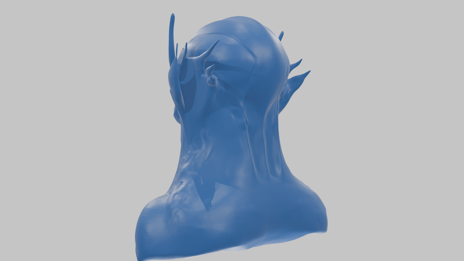 Alien Head Bust - Marble Sculpture with Two Texture Versions Low-poly 3D model_74