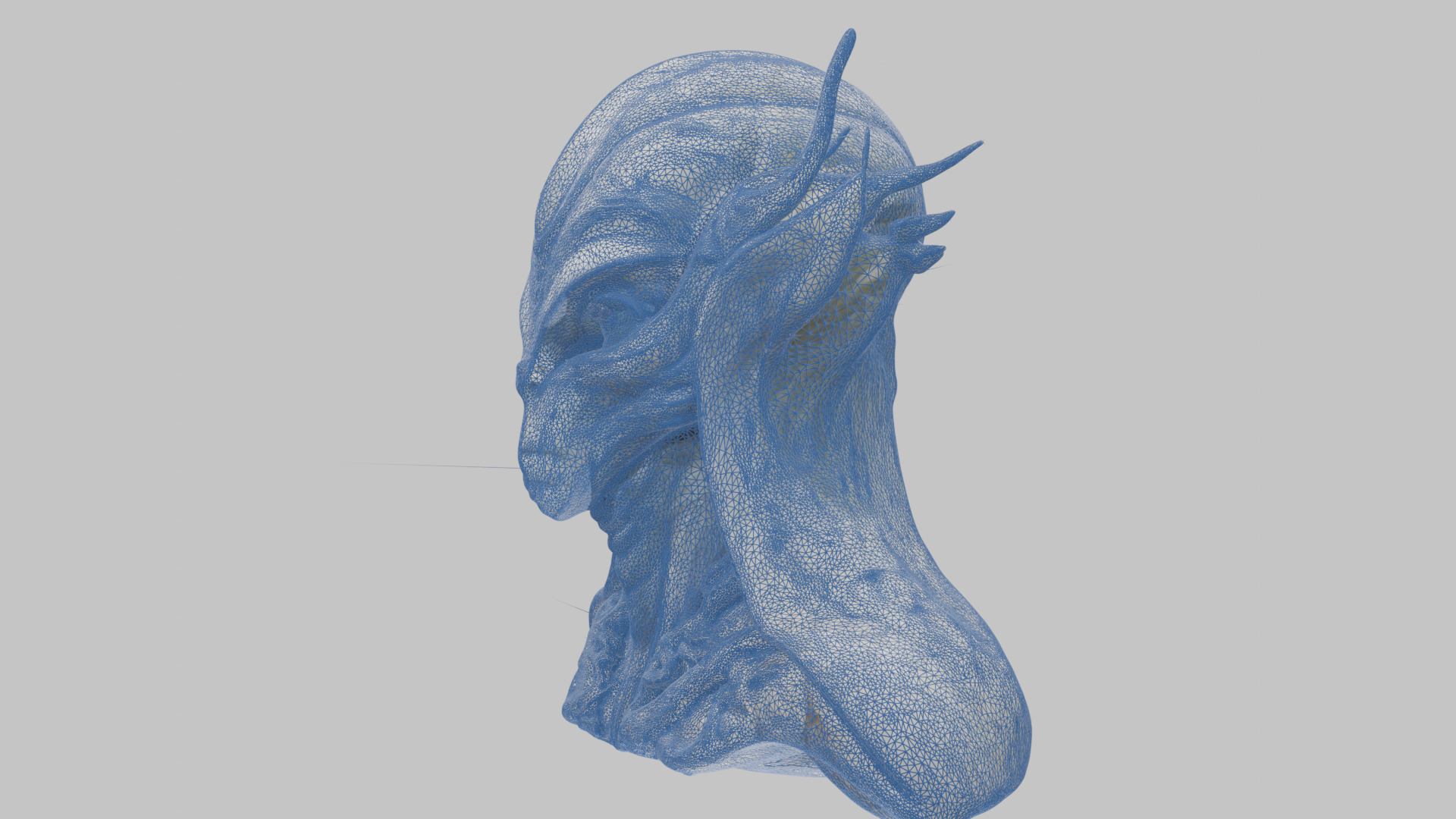 Alien Head Bust - Marble Sculpture with Two Texture Versions Low-poly 3D model_29