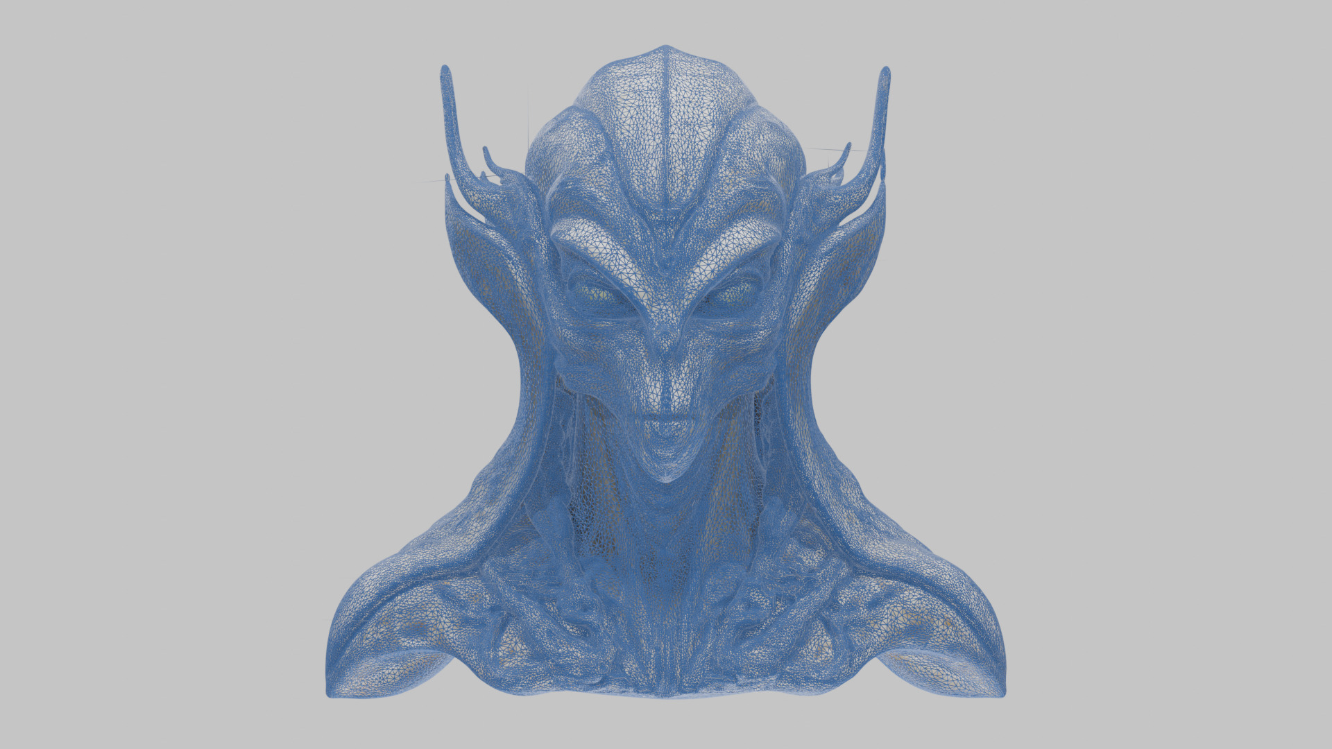 Alien Head Bust - Marble Sculpture with Two Texture Versions Low-poly 3D model_32