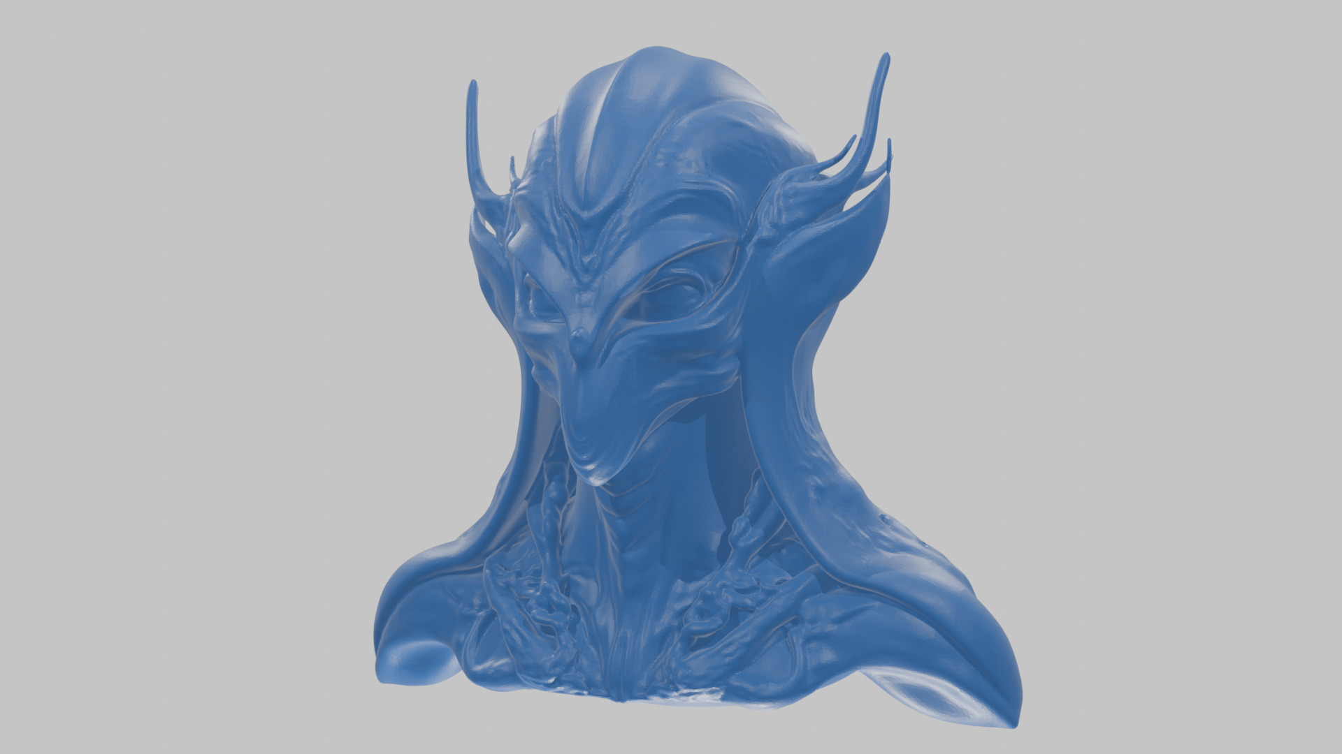 Alien Head Bust - Marble Sculpture with Two Texture Versions Low-poly 3D model_79