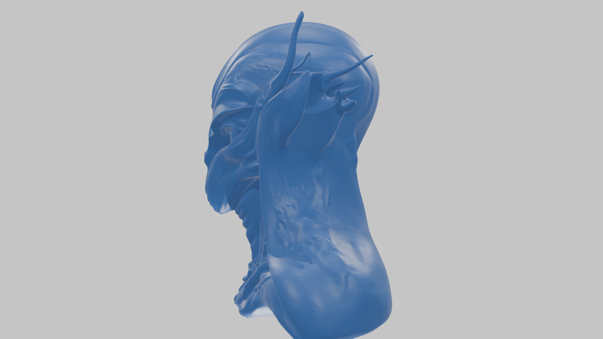 Alien Head Bust - Marble Sculpture with Two Texture Versions Low-poly 3D model_76