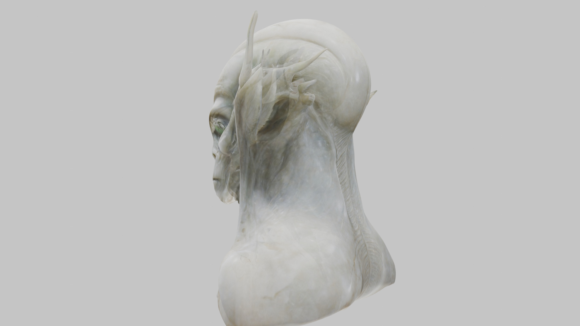 Alien Head Bust - Marble Sculpture with Two Texture Versions Low-poly 3D model_59