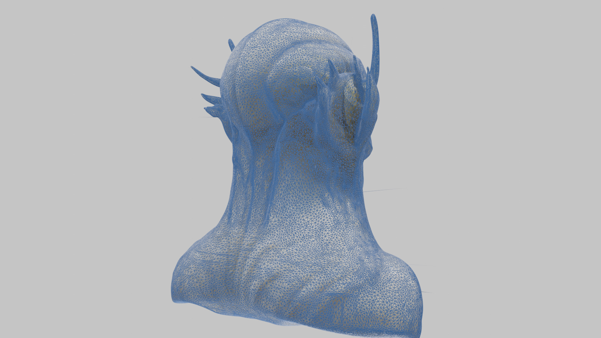 Alien Head Bust - Marble Sculpture with Two Texture Versions Low-poly 3D model_22