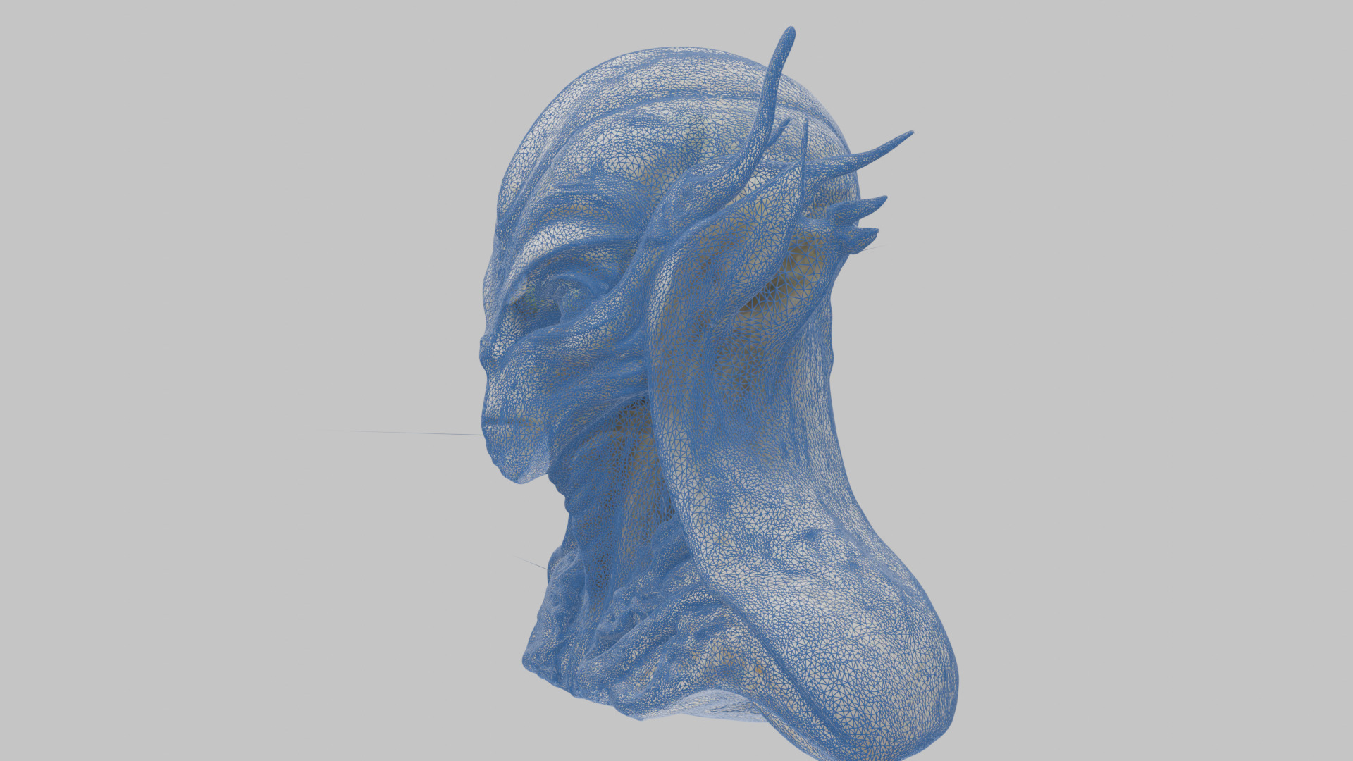 Alien Head Bust - Marble Sculpture with Two Texture Versions Low-poly 3D model_45