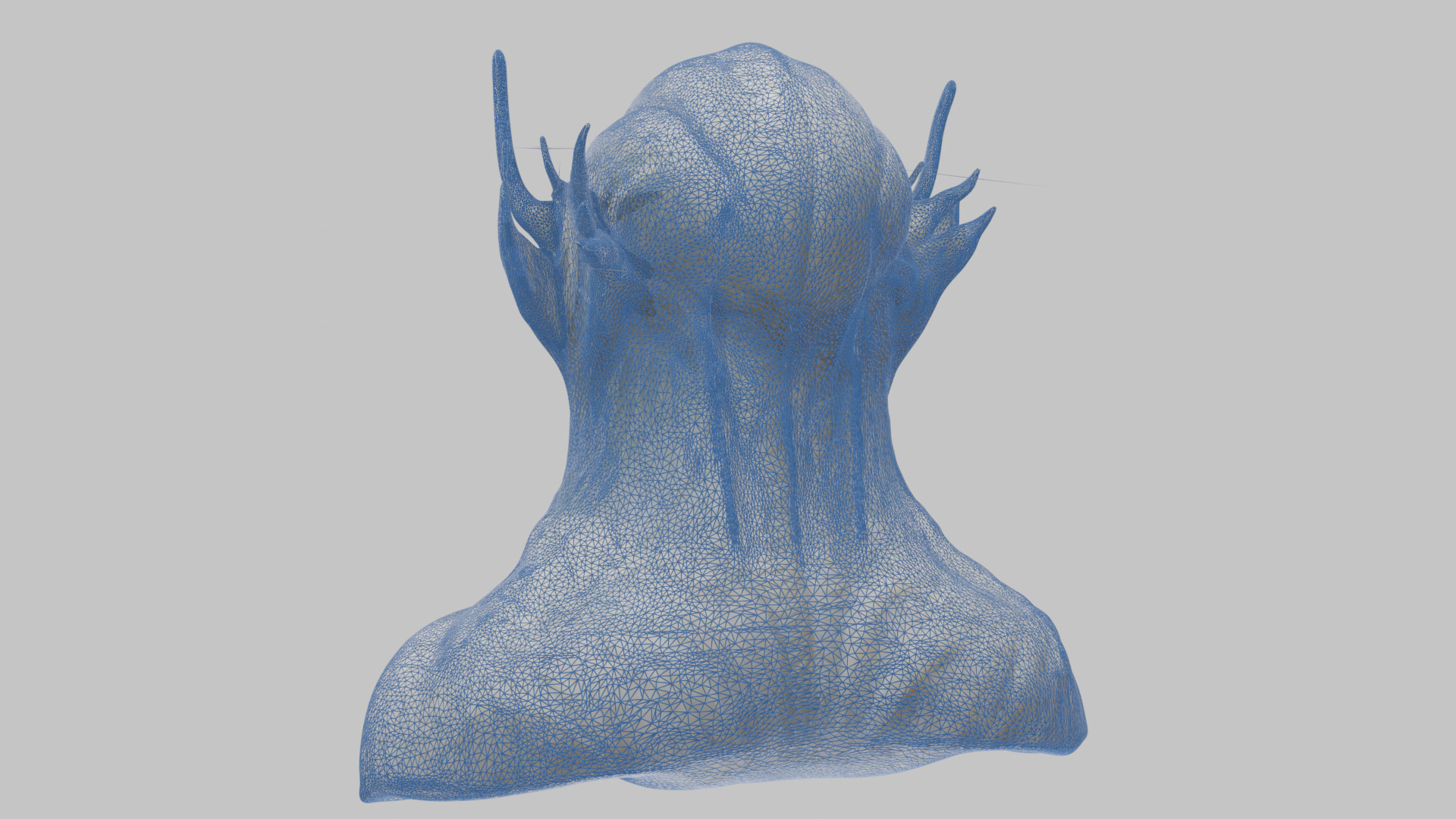Alien Head Bust - Marble Sculpture with Two Texture Versions Low-poly 3D model_25