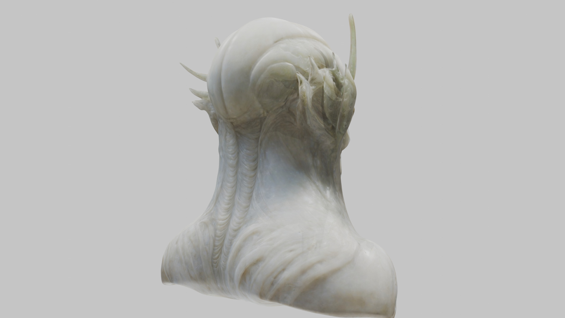 Alien Head Bust - Marble Sculpture with Two Texture Versions Low-poly 3D model_6