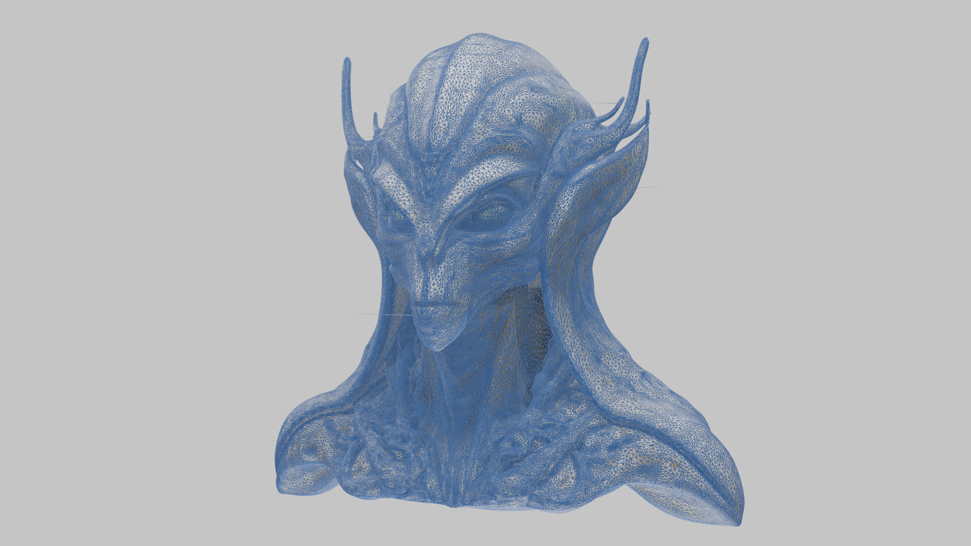 Alien Head Bust - Marble Sculpture with Two Texture Versions Low-poly 3D model_47
