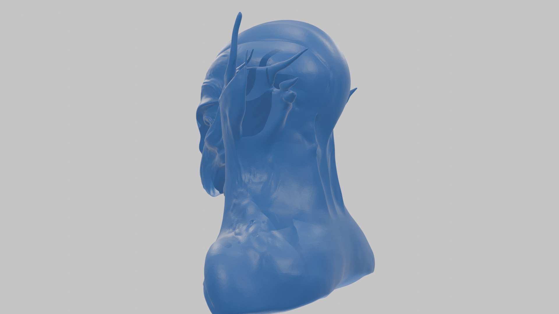 Alien Head Bust - Marble Sculpture with Two Texture Versions Low-poly 3D model_75