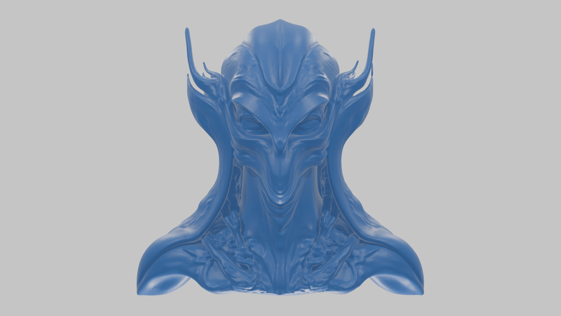 Alien Head Bust - Marble Sculpture with Two Texture Versions Low-poly 3D model_64