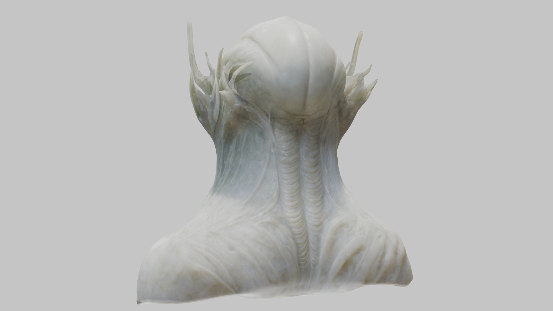 Alien Head Bust - Marble Sculpture with Two Texture Versions Low-poly 3D model_9