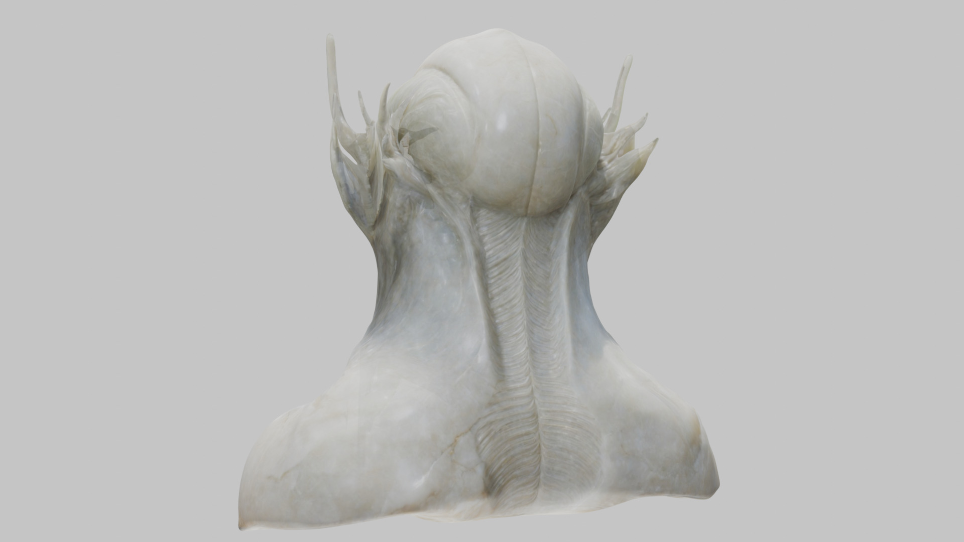Alien Head Bust - Marble Sculpture with Two Texture Versions Low-poly 3D model_57