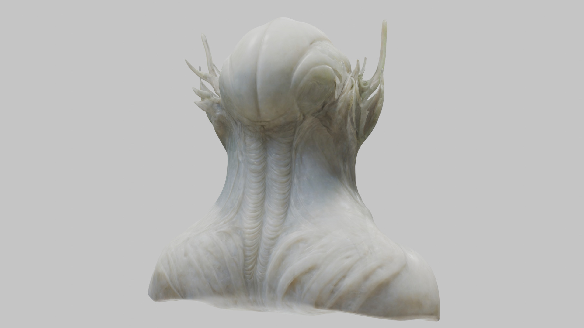 Alien Head Bust - Marble Sculpture with Two Texture Versions Low-poly 3D model_7