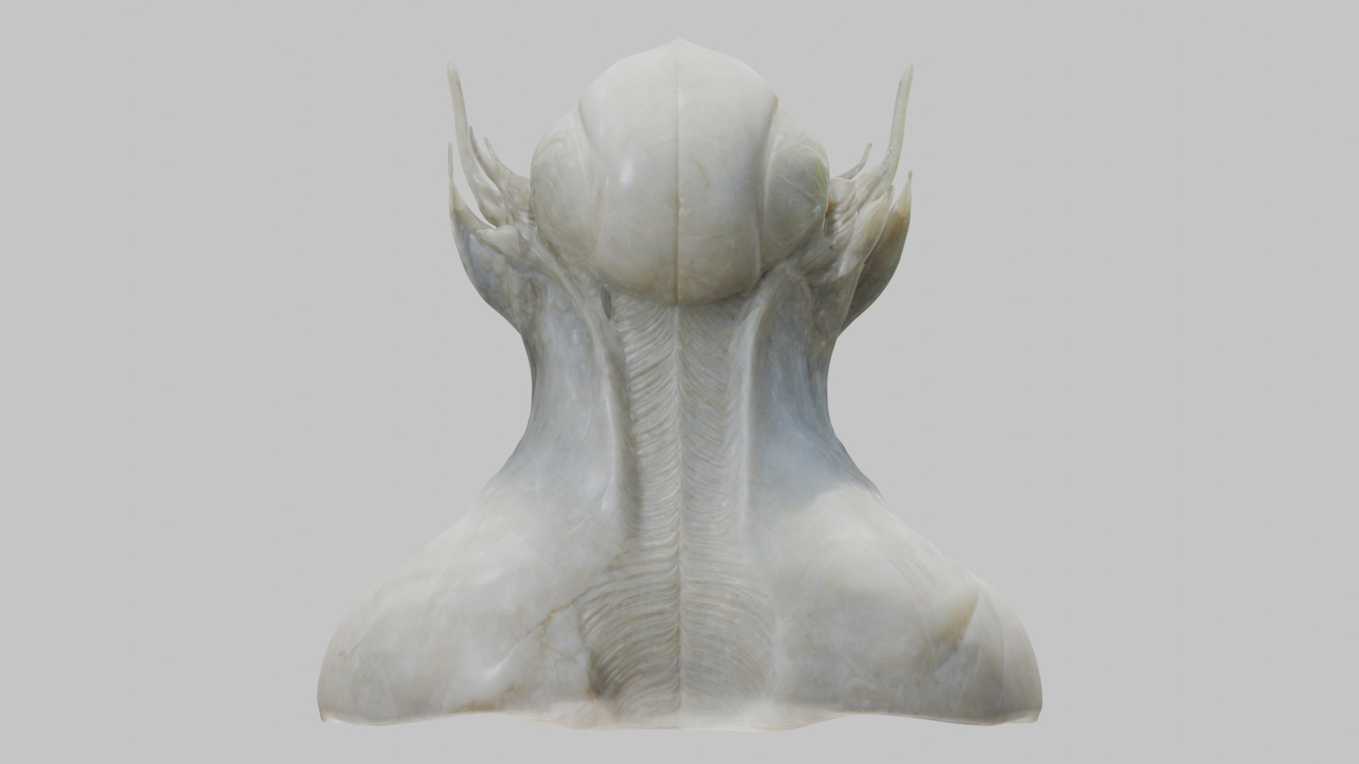 Alien Head Bust - Marble Sculpture with Two Texture Versions Low-poly 3D model_56