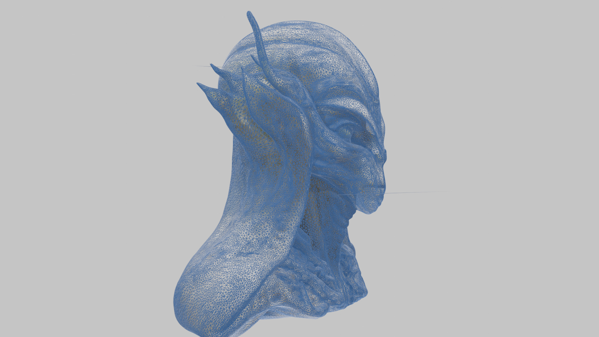 Alien Head Bust - Marble Sculpture with Two Texture Versions Low-poly 3D model_35