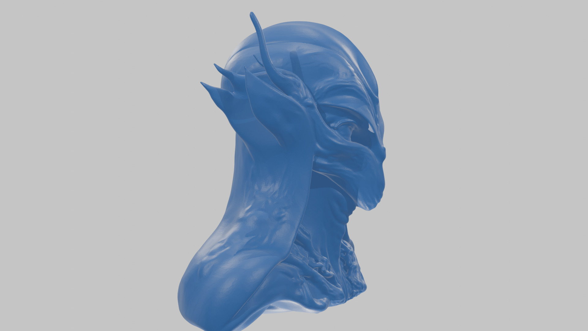 Alien Head Bust - Marble Sculpture with Two Texture Versions Low-poly 3D model_67